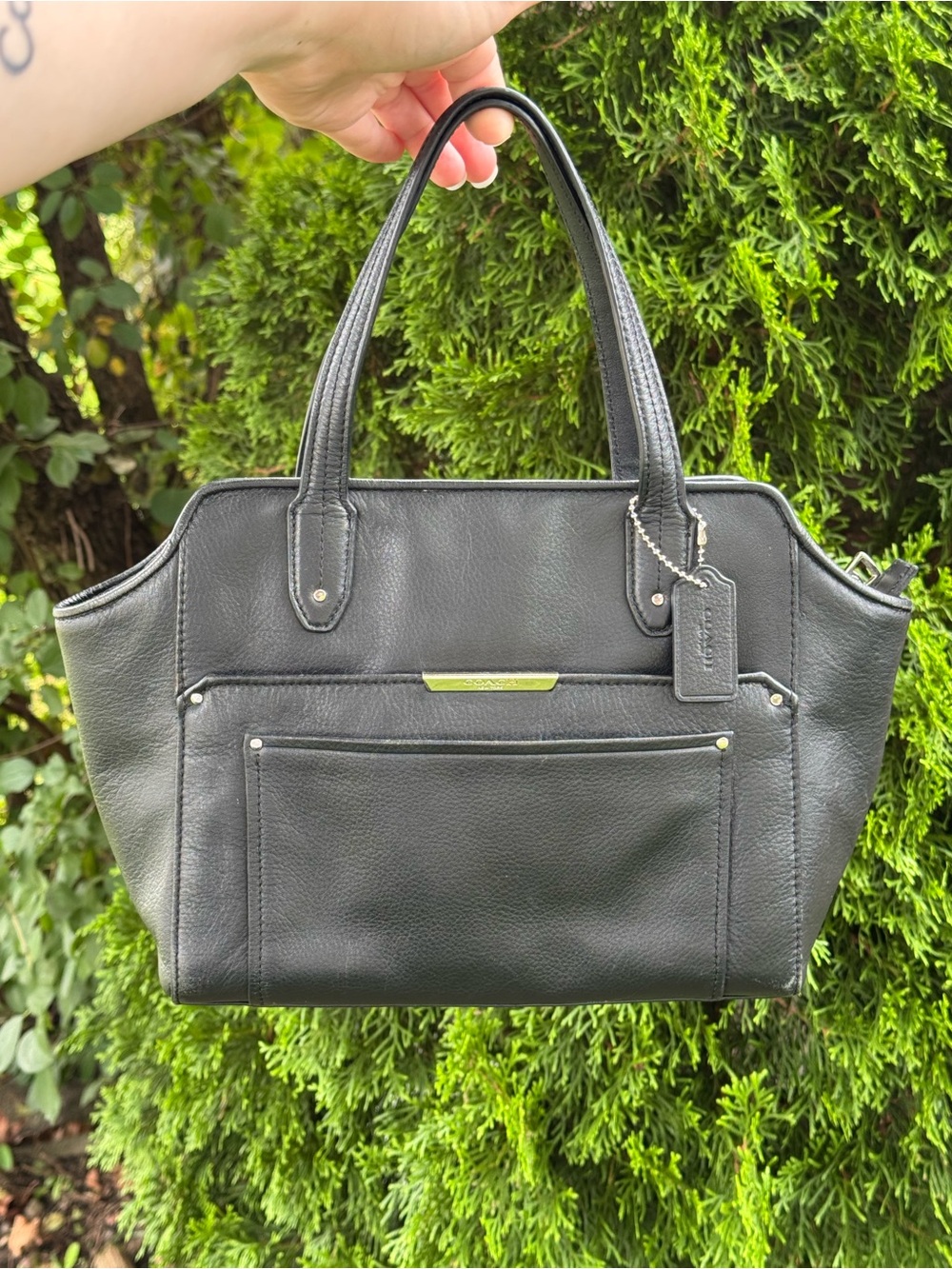 Coach Black Leather Taylor Bette Mini Tote with Front Slip Pocket